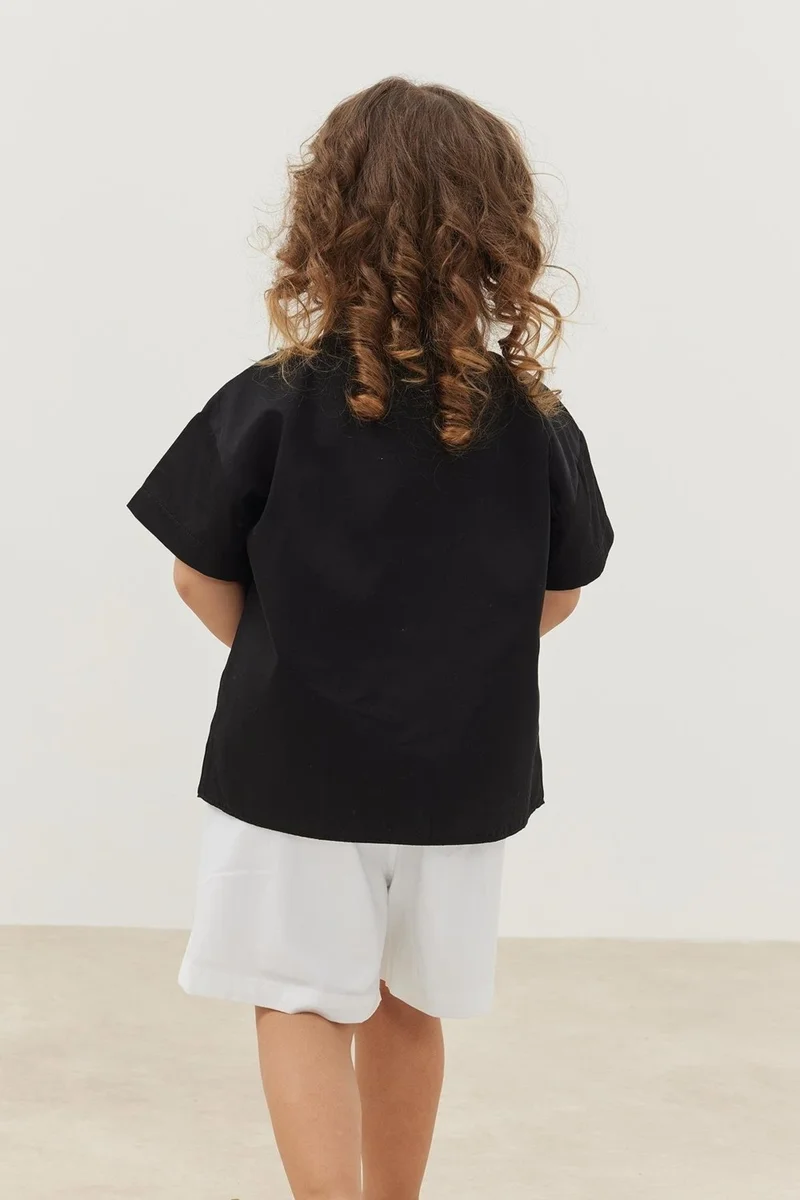 Fahhar Kids Layered Shirt Black