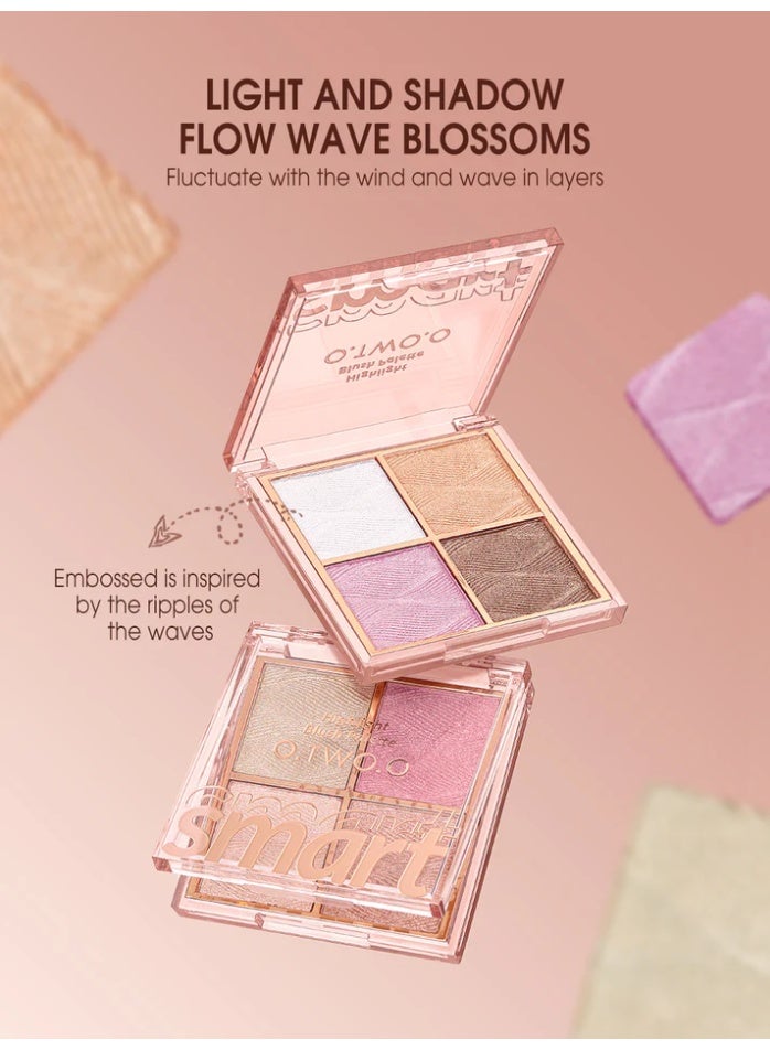 OTWOO O.TWO.O 3D Glitter Glow Highlight Palette – Multi-Dimensional Radiance (#1, MOONLIGHT ROSE) - Image 3