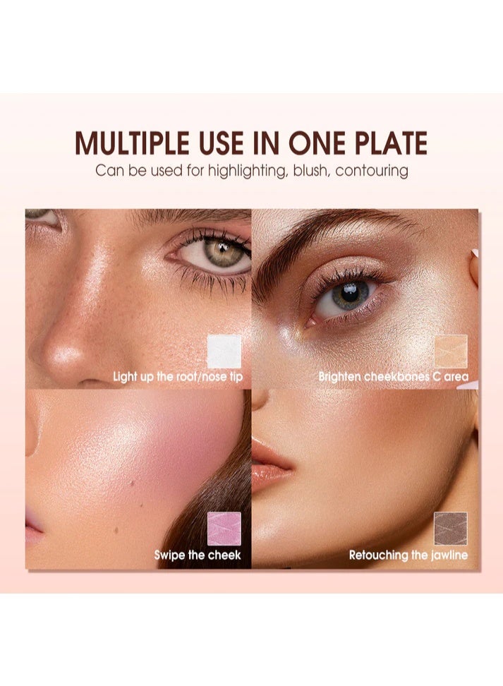 OTWOO O.TWO.O 3D Glitter Glow Highlight Palette – Multi-Dimensional Radiance (#1, MOONLIGHT ROSE) - Image 4