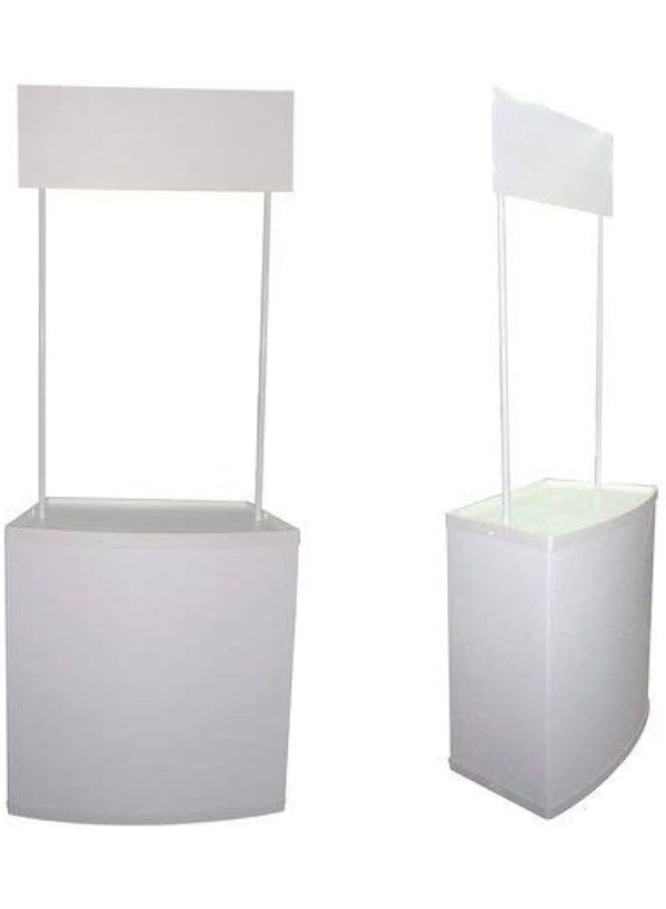 PROMO Marketing Promo Table Sales Counter Top for Store and Exhibitions, Display Stand - Plain [Plastic, White] - Image 1