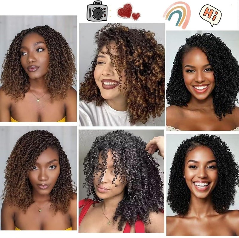 Datanala Yanky Twists Crochet Braiding Hair 12 Inch 9 Packs Micro Spring Twists Crochet Hair Pre-looped Curly Crochet Braids for Women (1B#, 12inch) - Image 5