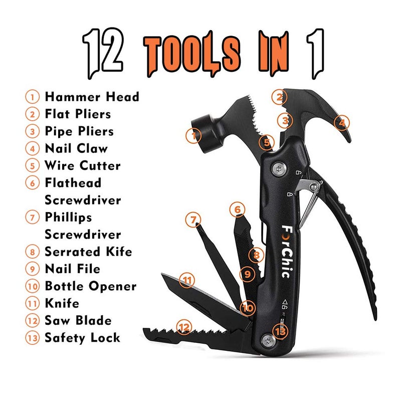 ForChic 12 in 1 Hammer Multitool, Father's Day Gifts for Dad, Mens Gifts for Him, Cool Gadgets for Men, Gifts for Men Who Have Everything, Birthday Gifts for Men, Dad, Grandpa, Husband, Boyfriend - Image 2