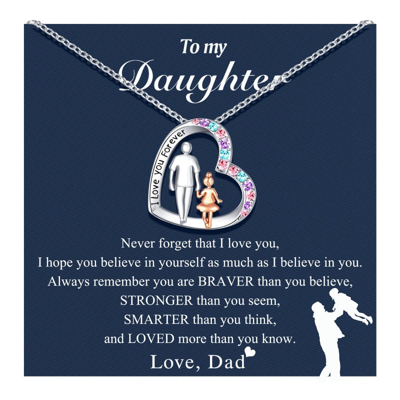 UNGENT THEM Daughter Necklace from Dad Daddy Father Valentines Birthday Easter Gifts for Kids Girls Teen Tween Jewelry 8 10 12 13 14 16 11 - Image 1