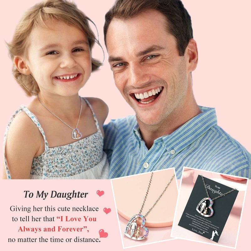 UNGENT THEM Daughter Necklace from Dad Daddy Father Valentines Birthday Easter Gifts for Kids Girls Teen Tween Jewelry 8 10 12 13 14 16 11 - Image 2
