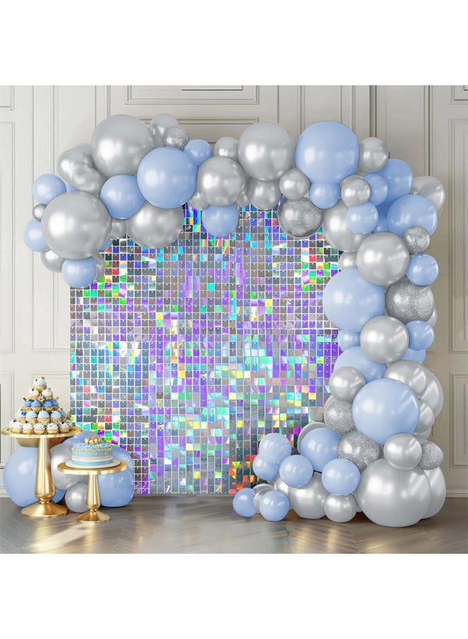 Kate خلفية جدارية لامعة لوحات فضية لامعة 24 قطعة مربعة من الترتر لتزيين خلفية الحائط لحفلة عيد الميلاد، الزفاف، الذكرى السنوية - Image 1