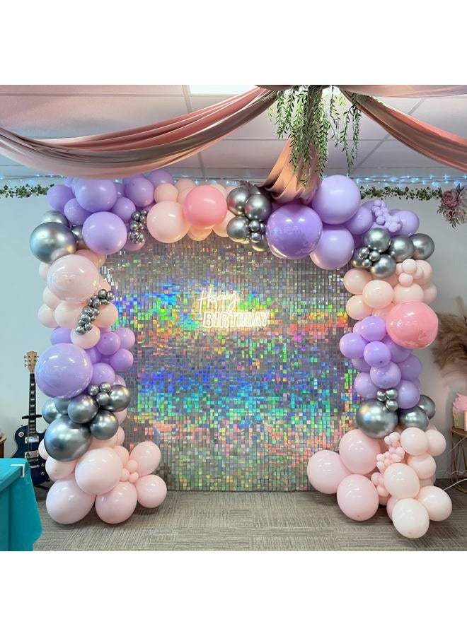 Kate خلفية جدارية لامعة لوحات فضية لامعة 24 قطعة مربعة من الترتر لتزيين خلفية الحائط لحفلة عيد الميلاد، الزفاف، الذكرى السنوية - Image 2