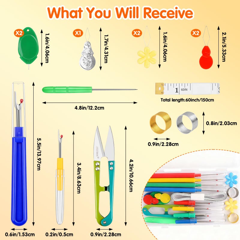 Babelshar 20 PCS Seam Ripper Kit for Sewing, Needle Threader, Thread Snips, Thimble, Tape Measure, Tailors Awl, Large Thread Remover and Small Stitch Ripper Sewing Supplies and Accessories for Craft - Image 2