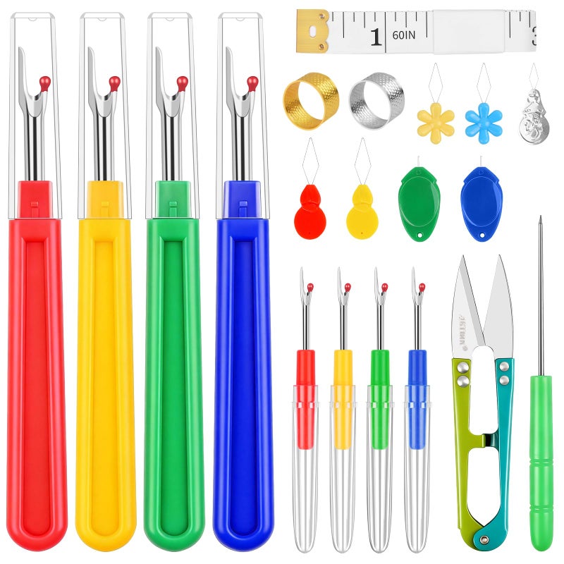Babelshar 20 PCS Seam Ripper Kit for Sewing, Needle Threader, Thread Snips, Thimble, Tape Measure, Tailors Awl, Large Thread Remover and Small Stitch Ripper Sewing Supplies and Accessories for Craft - Image 1