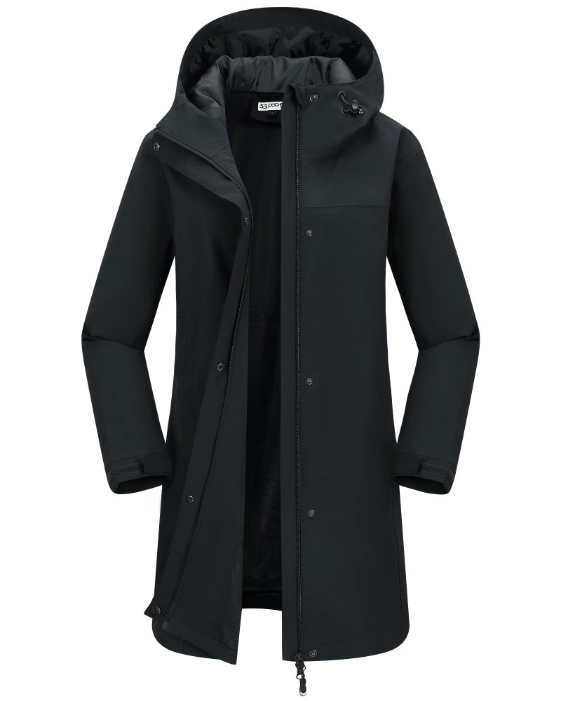 33,000ft Women's Waterproof Long Rain Coats with Mesh-Lind Breathable Rain Jacket with Hood Trench Coats Windbreaker - Image 1