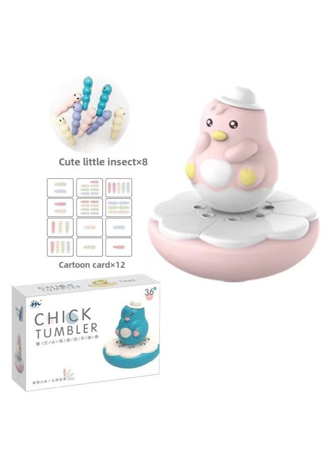Educational Early Education Enlightenment Digital Card Cute Chicken Catching Insects Tumbler Magnetic Catching Caterpillar Game For Children-Color:Chicken Bug Catching Toy ]  - Image 1