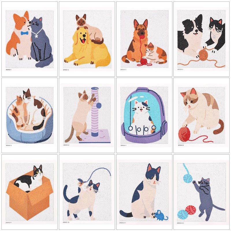 Caydo 12 Pack Small Animal Themed Diamond Painting Kits for Adults Full Drill 5D DIY Paint Gem Art A Relaxing Craft for Home Wall Decor(6inch) - Image 1