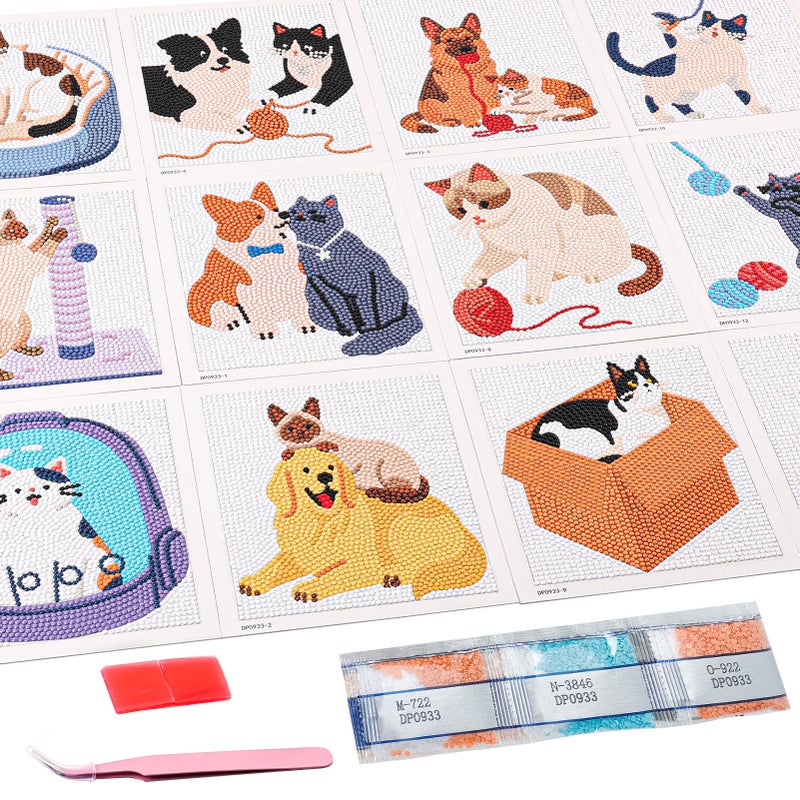 Caydo 12 Pack Small Animal Themed Diamond Painting Kits for Adults Full Drill 5D DIY Paint Gem Art A Relaxing Craft for Home Wall Decor(6inch) - Image 2