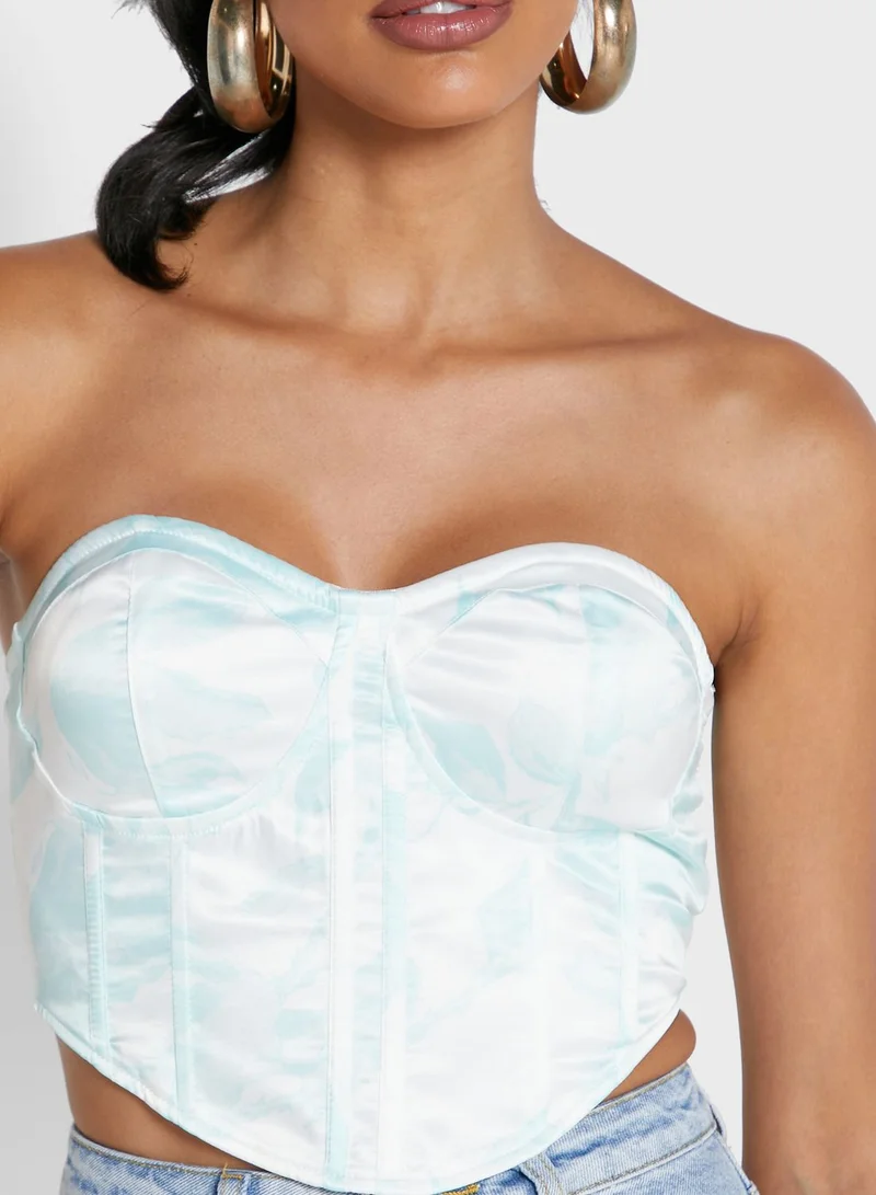 Missguided Sweetheart Neckline Floral Corset Top
