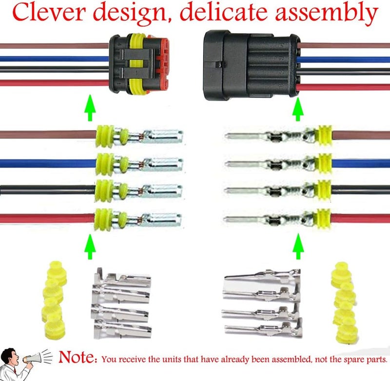 YETOR 16 AWG Way Car Waterproof Electrical Connector,4 pin Plug Auto Electrical Wire Connectors Marine for Car, Truck, Boat, and Other Wire Connections.(5 Pack)¡­ - Image 2
