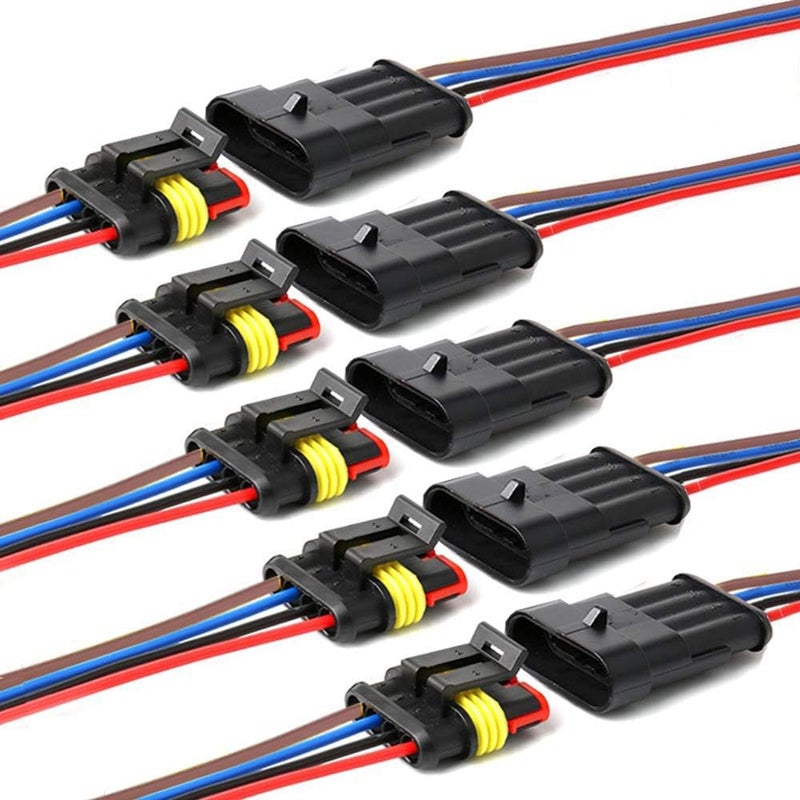 YETOR 16 AWG Way Car Waterproof Electrical Connector,4 pin Plug Auto Electrical Wire Connectors Marine for Car, Truck, Boat, and Other Wire Connections.(5 Pack)¡­ - Image 1