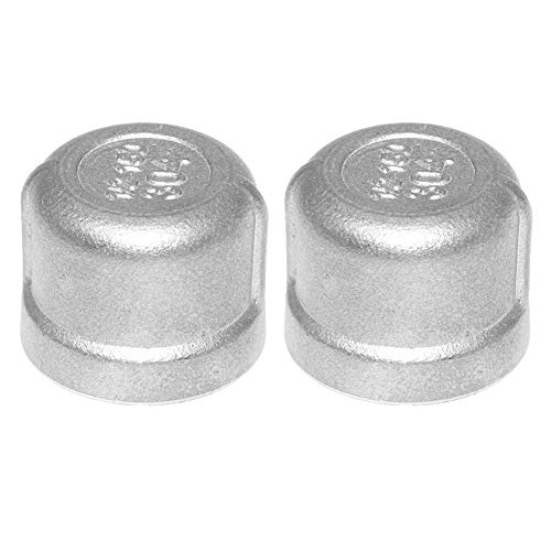 Beduan Stainless Steel Pipe Cap, 1/2" NPT Female Pipe Plug Socket Fitting(Pack of 2) - Image 1