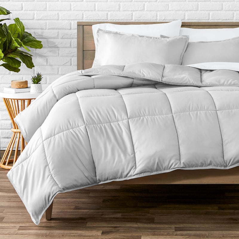 Bare Home Comforter Set Full Size UltraSoft Goose Down Alternative Premium 1800 Series All Season Warmth Full Cloud Grey