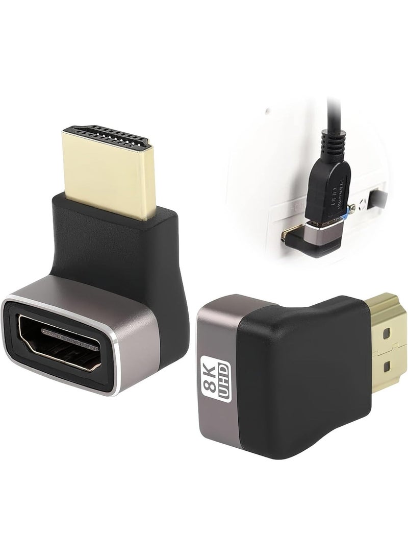 QIRG 8K HDMI 2.1 Adapter 90 Degree and 270 Degree Gold Plated Adapter 2 Pack, Right Angle HDMI Male to Female Connector Converter HDMI L Shape Extender, Supports 8K@60Hz，4K@120Hz，4K@60Hz，4K@30Hz - Image 1
