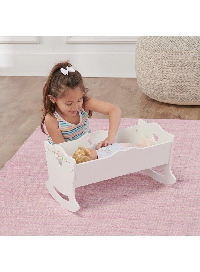 Badger Basket Toy Rocking Doll Bed With White Bedding And Personalization Kit For 20 Inch Dollswhite Rose - Image 4