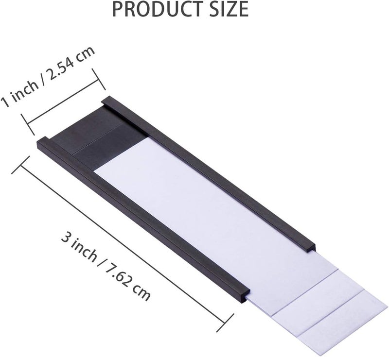 EEOYU Magnetic Label Holders with Magnets Magnetic Data Card Holders with Clear Plastic Protectors for Metal Shelf, Whiteboard, Set of 50 (1 x 3 Inch) - Image 2