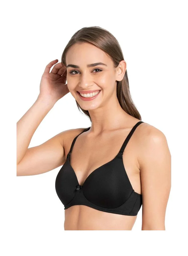 Jockey Black 1819 Women Wire free Padded Microfiber Nylon Elastane Stretch Full Coverage Multiway Styling T Shirt Bra with Magic Under Cup for Women | Best Price UAE