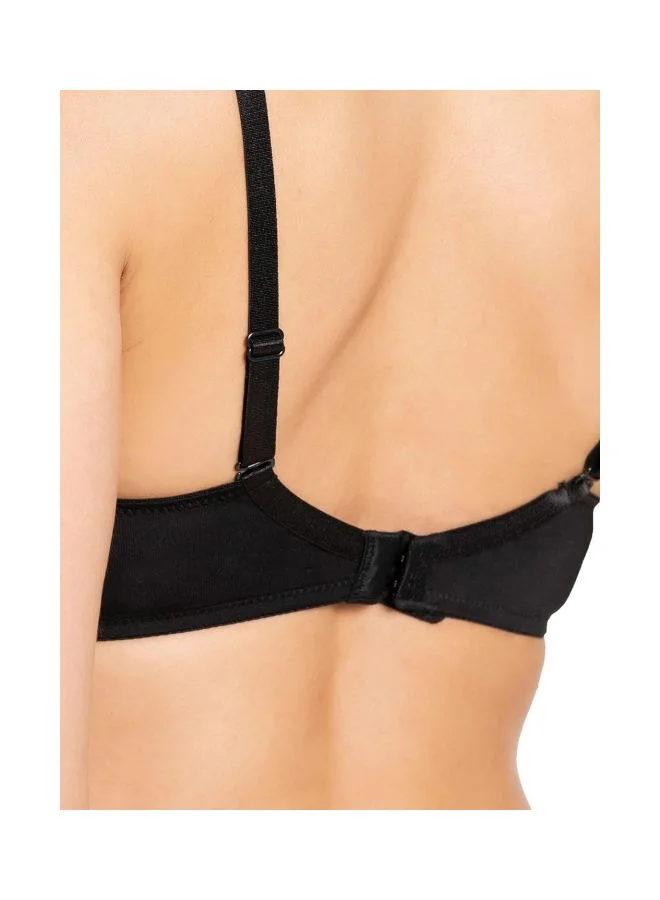 Jockey Black 1819 Women Wire free Padded Microfiber Nylon Elastane Stretch Full Coverage Multiway Styling T Shirt Bra with Magic Under Cup for Women | Best Price UAE