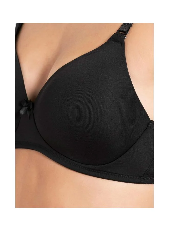 Jockey Black 1819 Women Wire free Padded Microfiber Nylon Elastane Stretch Full Coverage Multiway Styling T Shirt Bra with Magic Under Cup for Women | Best Price UAE