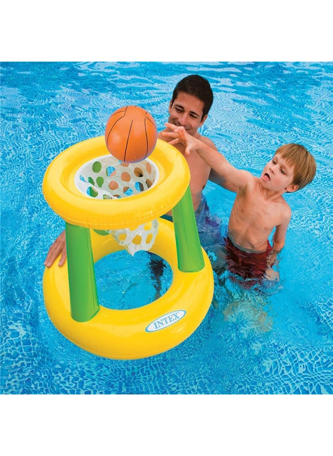 Inflatable Volleyball Net Basketball Hoop Floating Pool Swimming Toy Water Court Basketball Throwing Ball Game-Color:INTEX Inflatable Water Basketball Set  - Image 1