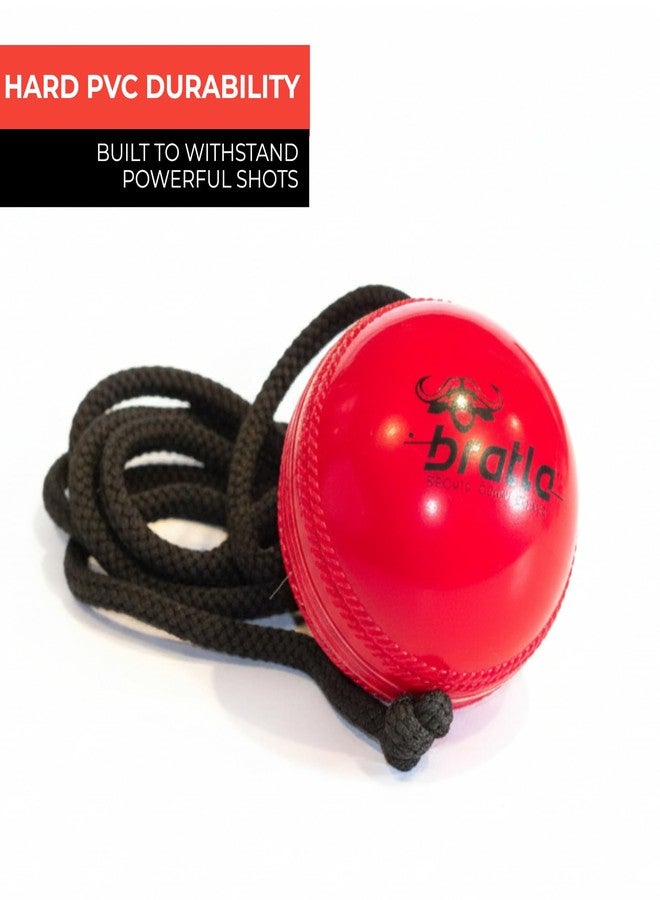 Bratla Cricket Best Buy CBB Hanging Cricket Ball with Cord String PVC for Batting Practice - Image 2