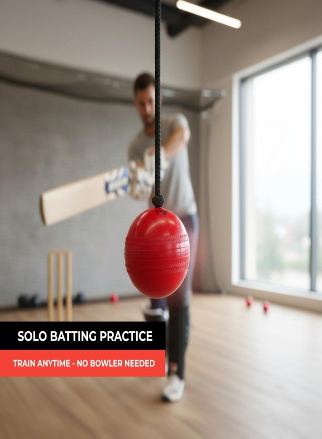 Bratla Cricket Best Buy CBB Hanging Cricket Ball with Cord String PVC for Batting Practice - Image 3