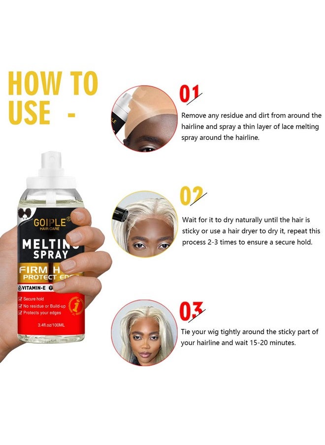 WOZUTUNT - بخاخ لاصق شعر بدون غراء لربطات الشعر لاصق رابطة شعر بخاخ لشعر الإغلاق إكسسوارات شعر بخاخ إذابة الشعر ثبات قوي طبيعي حماية للأطراف 3.4 أونصة سائلة - Image 1