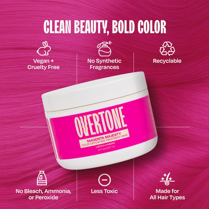 oVertone Color Depositing Conditioner - 8 oz Semi Permanent Hair Color with Shea Butter & Coconut Oil - Vegan, Cruelty-Free - Extreme Magenta - Image 5