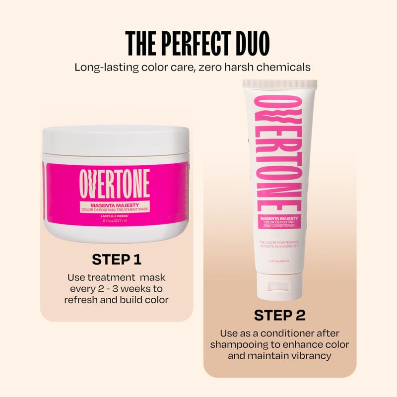 oVertone Color Depositing Conditioner - 8 oz Semi Permanent Hair Color with Shea Butter & Coconut Oil - Vegan, Cruelty-Free - Extreme Magenta - Image 3