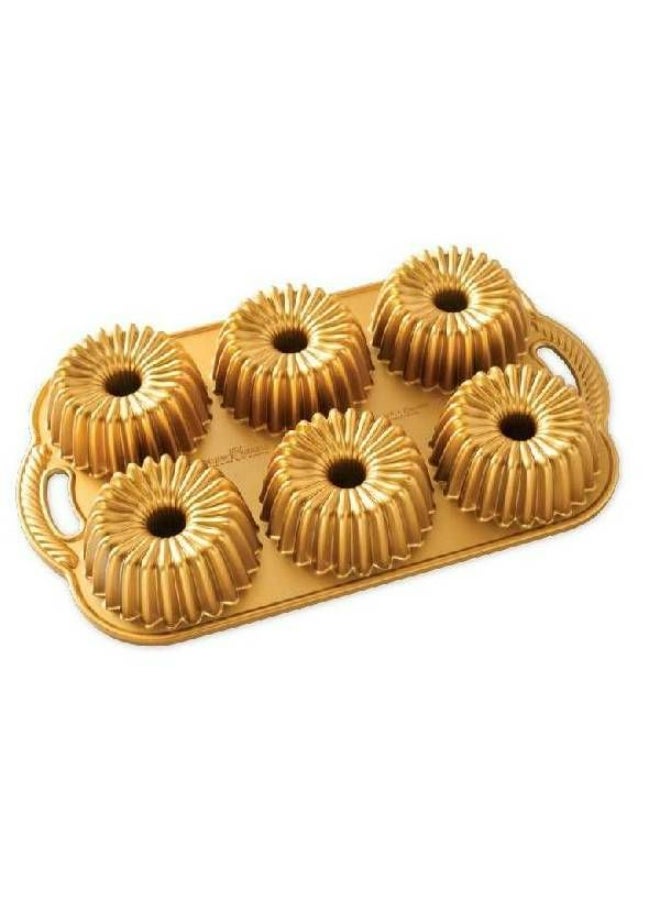 NORDICWARE Nordic Ware Brilliance Bundtlette Pan, Gold, 6 Cavities  - Image 2