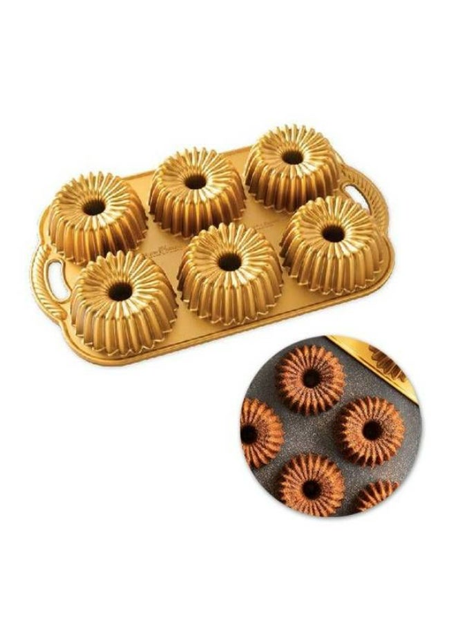 NORDICWARE Nordic Ware Brilliance Bundtlette Pan, Gold, 6 Cavities  - Image 1