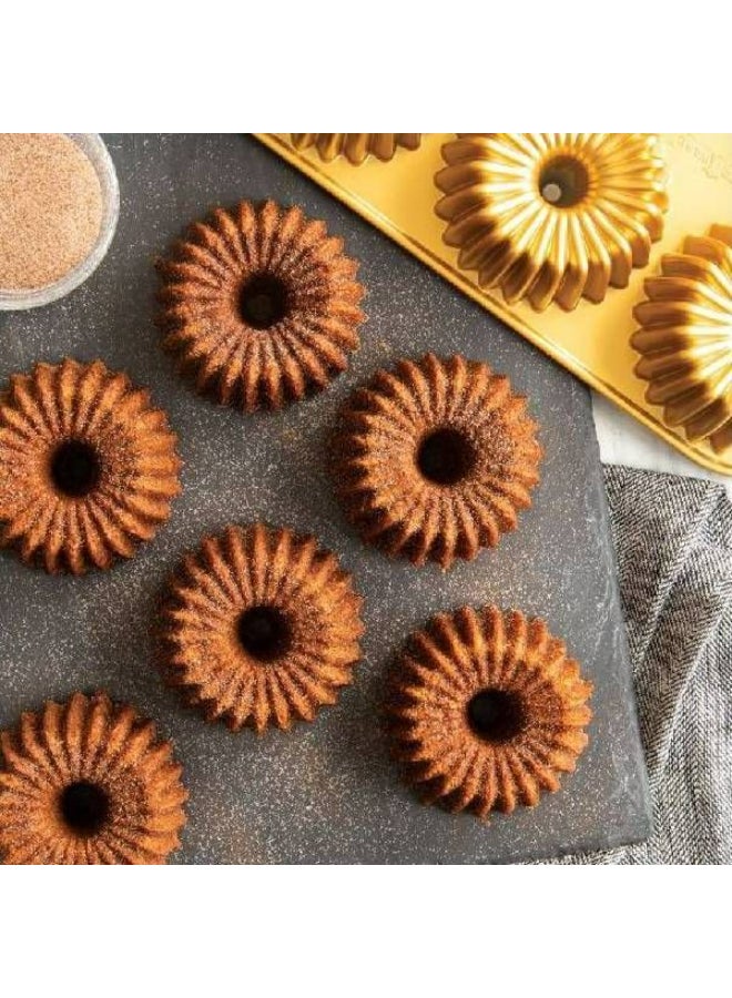 NORDICWARE Nordic Ware Brilliance Bundtlette Pan, Gold, 6 Cavities  - Image 4