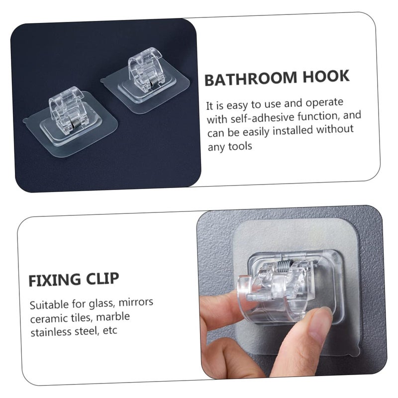 حاملات قضيب ستارة الحمام الشفافة 8 قطع بدون حفر سهلة التركيب 6X5X4.5 سم - Image 4