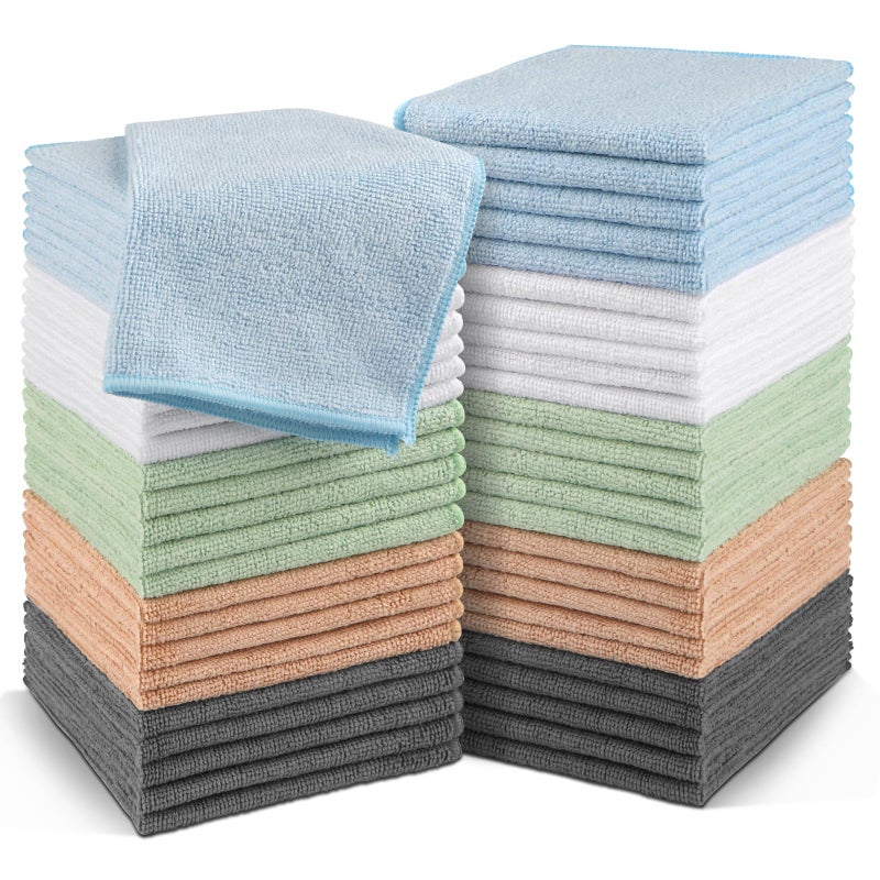 Orighty Washcloths Bulk Towels Set 50 Pack, Highly Absorbent and Soft Feel Microfiber Face Cloths, Multi-Purpose Wash Cloths & Hand Towels for Bathroom, Hotel, Spa, and Gym, 12x12 Inch, Multi-Color - Image 1