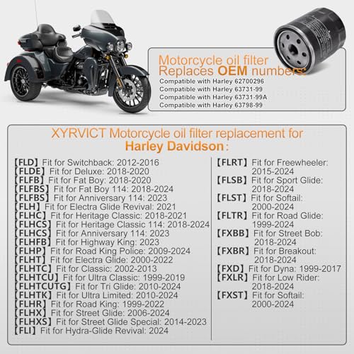 XYRVICT 2pcs HF171 Oil Filter 63731-99A 63798-99 62700296 63731-99 Replacement for Harley FLDE FLFB Road King FLHX Street FXBR - Image 2