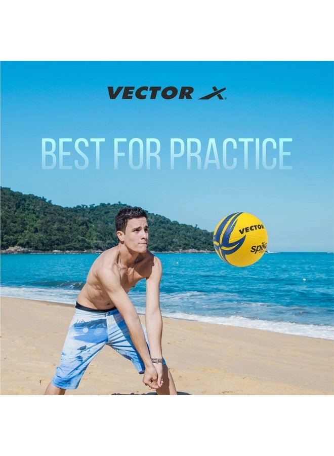 Vector X Spike Rubber Moulded Indoor/Outdoor Volleyball + Pump with Butyl Bladder, Yellow, Size: 4 (Suitable for Practice/Match/Beach) + Free Air Needle - Image 4