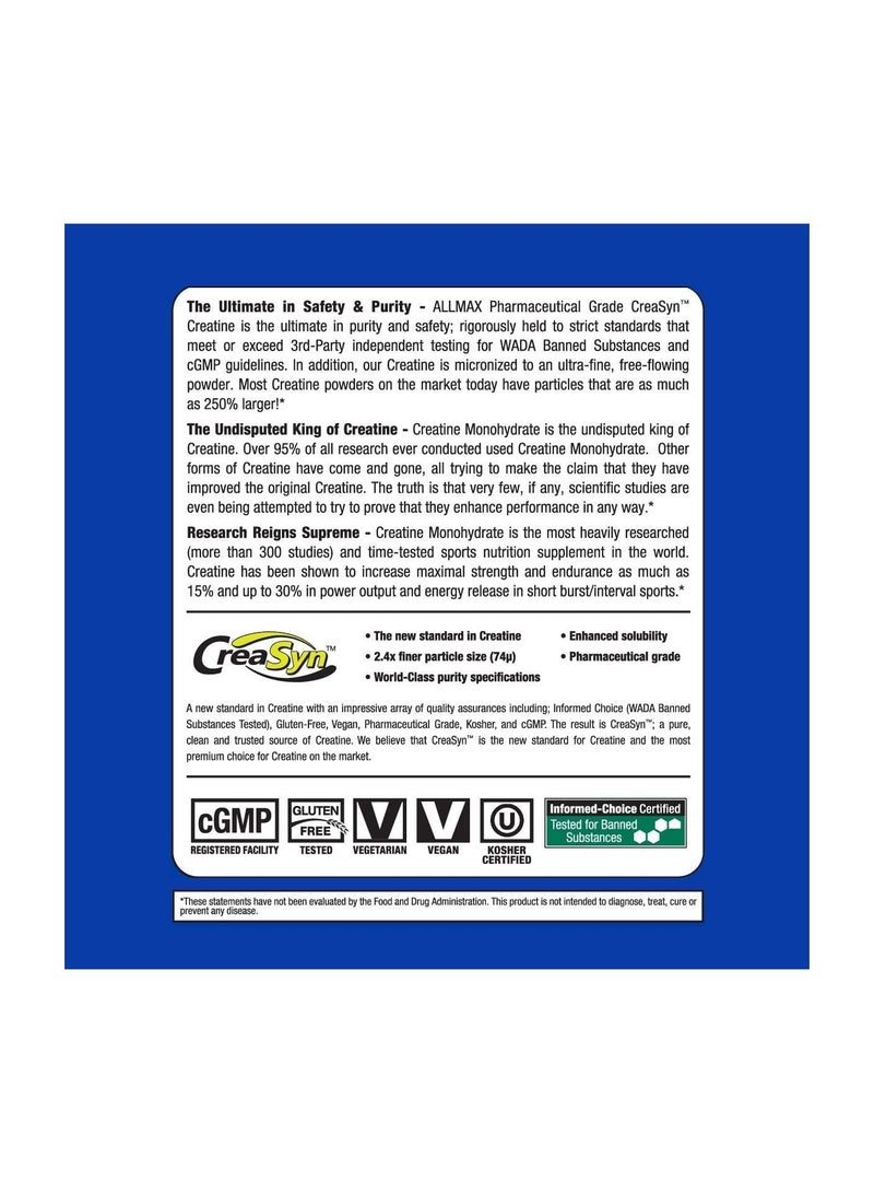 AllMax Nutrition مسحوق الكرياتين من الدرجة الصيدلانية النقي ميكرونيزد مونوهيدرات من أولماكس نيوتريشن (400 جم، 14.11 أونصة) - Image 3