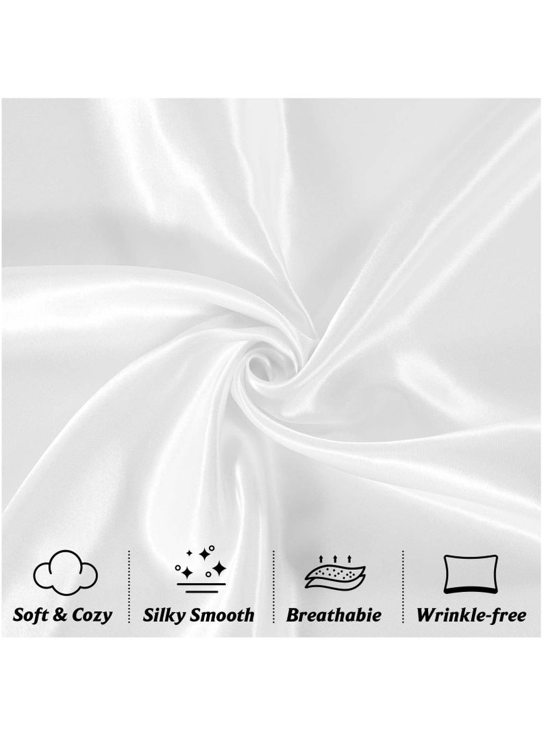 Arabest 2-Piece Simple Solid Colour Silk Satin Pillow Case with Envelope Closure for Hair and Skin White 51x76/51x102cm  - Image 2