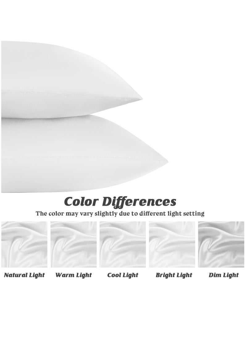 Arabest 2-Piece Simple Solid Colour Silk Satin Pillow Case with Envelope Closure for Hair and Skin White 51x76/51x102cm  - Image 5