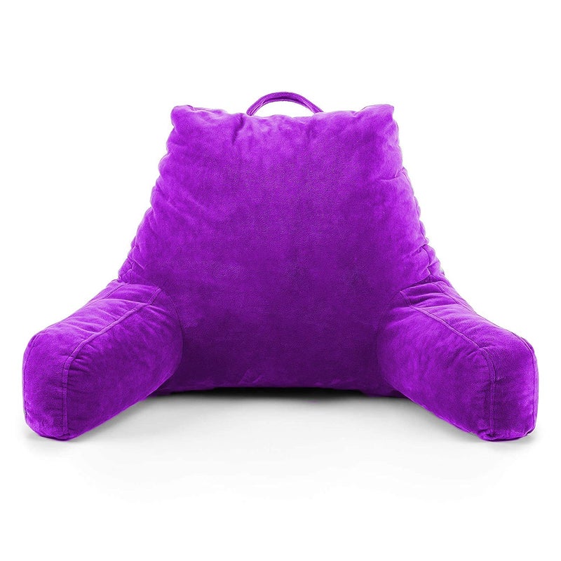 PUM PUM PumPum Back Rest Reading Pillow with Arm Rest Comfortable Support for Reading Watching TV or Relaxing Purple - Image 1