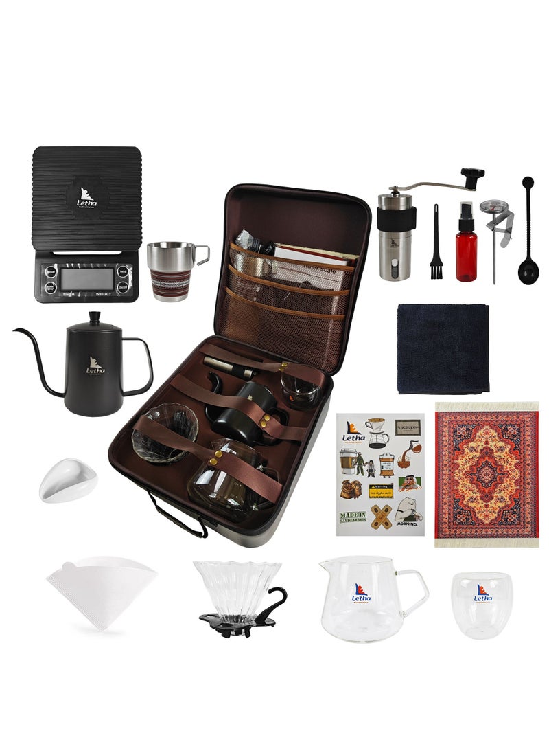 ليثا مجموعة أدوات تقطير V60 - طقم مكون من 15 قطعة مع حقيبة قهوة  - Image 1