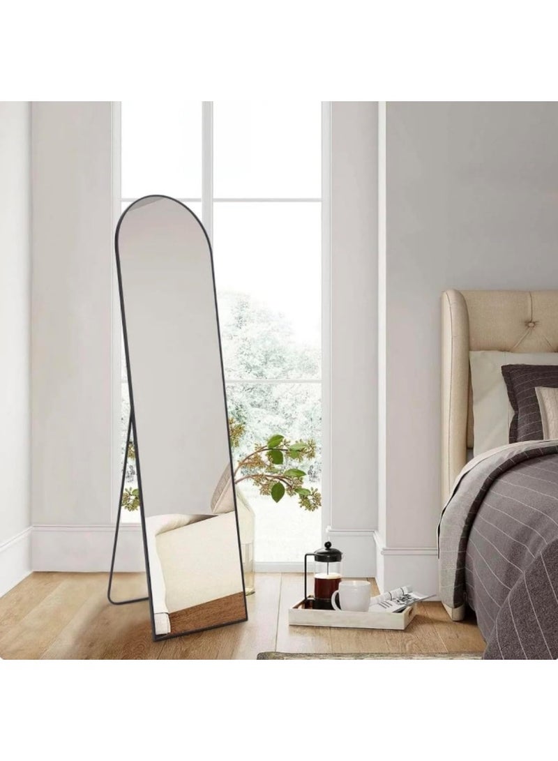 NAMA Unbreakable Full length Mirror 160cm x50cm with metal stand and can be hanged on the wall Premium Curved Standing Mirror, Large Wall Mirror, Full Length Mirror with 1.6 cm Thick Aluminium Frame and Fixed Back Panel, Decorative Mirror for Living Room, Sleep, Dressing(Black) - Image 4
