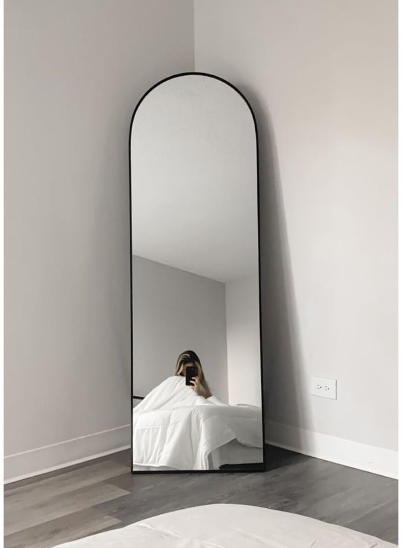 NAMA Unbreakable Full length Mirror 160cm x50cm with metal stand and can be hanged on the wall Premium Curved Standing Mirror, Large Wall Mirror, Full Length Mirror with 1.6 cm Thick Aluminium Frame and Fixed Back Panel, Decorative Mirror for Living Room, Sleep, Dressing(Black) - Image 2