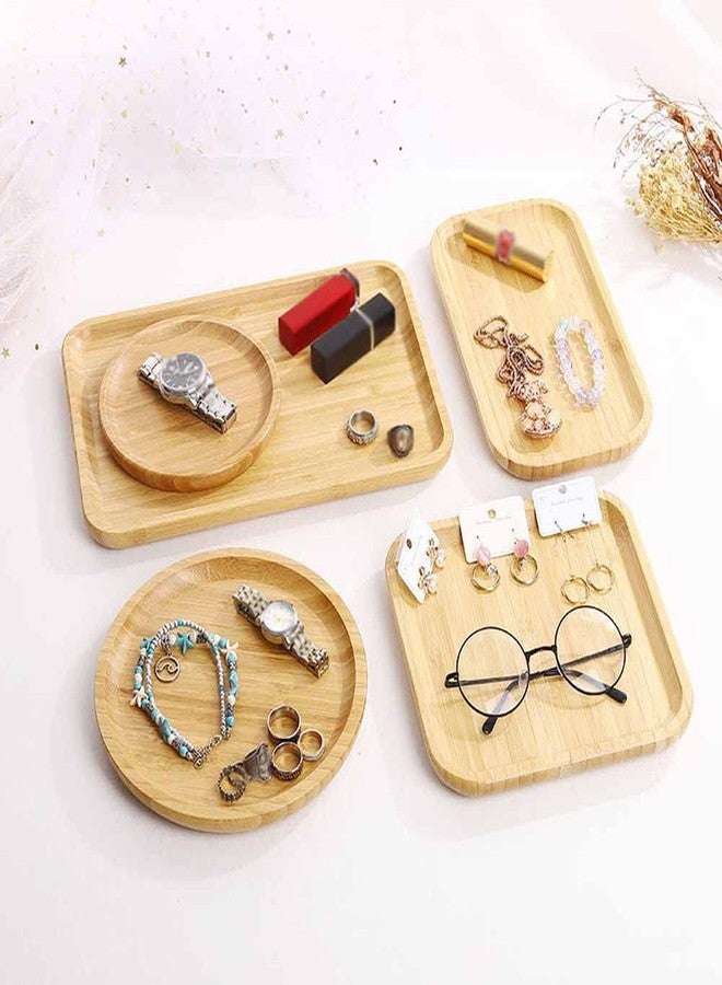 Teensery Round Jewelry Holder Bamboo Jewelry Organizer Tray Trinket Plate Earring Ring Bracelet Necklace Display Dish Desktop Decorative Tray, 1 Piece - Image 2