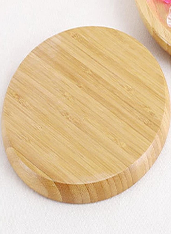 Teensery Round Jewelry Holder Bamboo Jewelry Organizer Tray Trinket Plate Earring Ring Bracelet Necklace Display Dish Desktop Decorative Tray, 1 Piece - Image 3