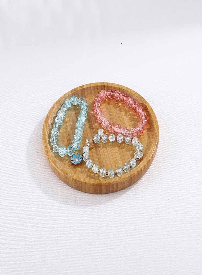 Teensery Round Jewelry Holder Bamboo Jewelry Organizer Tray Trinket Plate Earring Ring Bracelet Necklace Display Dish Desktop Decorative Tray, 1 Piece - Image 4